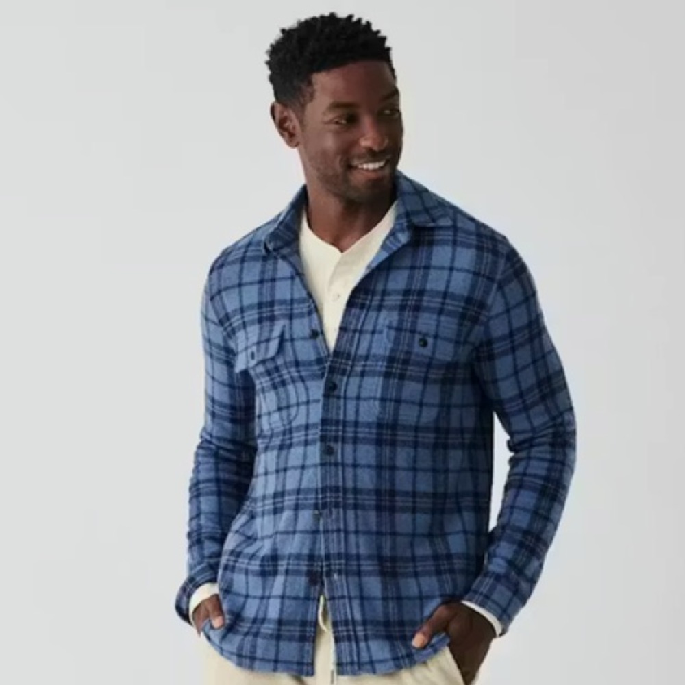 Faherty Legend Sweater Flannel Shirt Medium